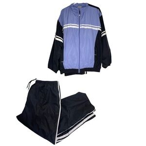 Active Club Vintage 90’s periwinkle and black tracksuit jacket and pants Size 1X